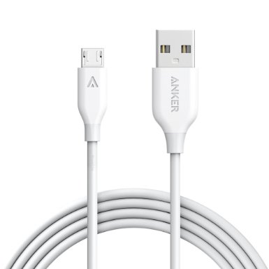 Anker PowerLine Micro USB (6ft) - The World's Fastest, Most Durable Charging Cable, with Kevlar Fiber and 10000  Bend Lifespan for Samsung, Nexus, LG, Motorola, Android Smartphones and More (White)