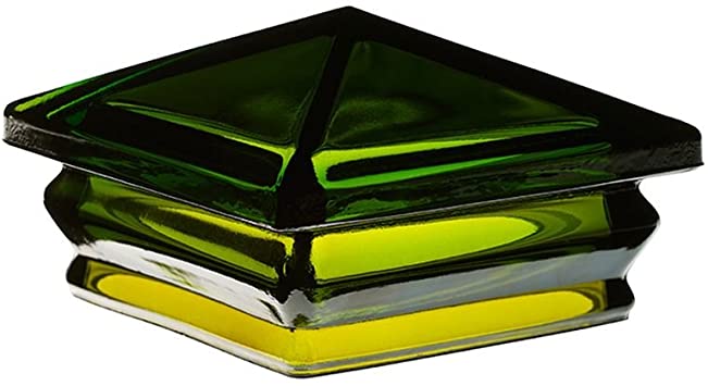 Woodway Glass Post Cap 4 x 4 – Outdoor Pyramid Post Cap for Garden, Deck and Patio, Green, 1 PC