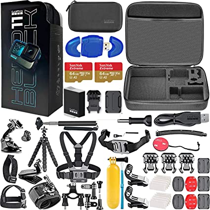 GoPro HERO11 (Hero 11) Black - Waterproof Action Camera with 5.3K HD Video, 27MP Photos, Live Streaming, Webcam   2pc 64GB Memory Card, High Speed Card Reader   Hero 11 Action Bundle (59 Items)