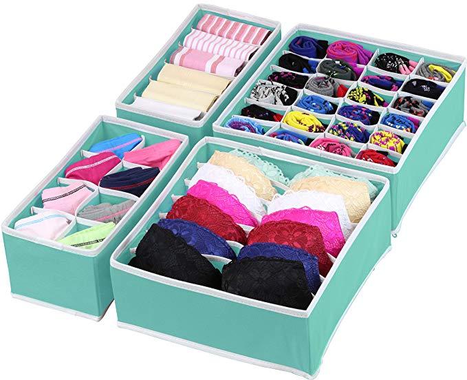 Simple Houseware SHW 4 Pack Closet Underwear Organizer, Turquoise