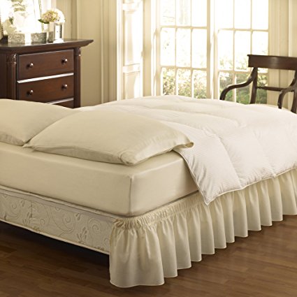 Easy Fit Ruffled Solid Bed Skirt, Queen/King, Ivory