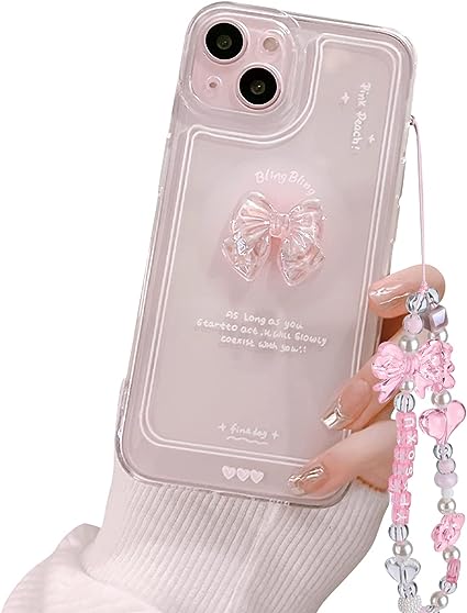 Ownest Compatible for iPhone 13 Mini Cute 3D Pink Bowknot Slim Clear Aesthetic Design Women Teen Girls Camera Lens Protection Phone Cases Cover