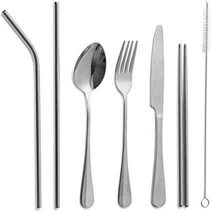 Cuisipro Stainless Steel Full Travel Cutlery Set, 8-Piece, Grey