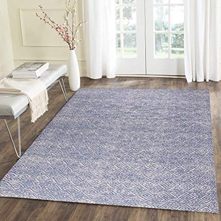 HEBE Large Cotton Area Rug 4' x 6' Machine Washable Printed Hand Woven Cotton Rug for Living Room, Bedroom, Laundry Room, Entryway,Blue