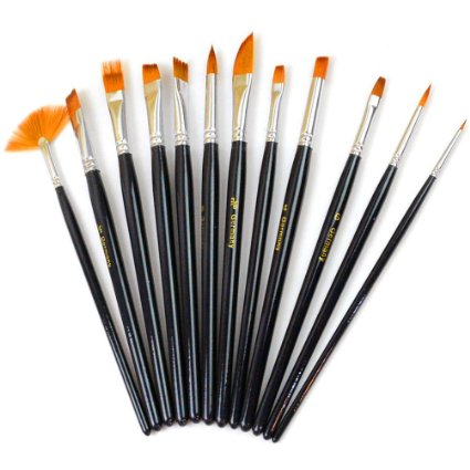 Paint Brush Set Acrylic Xpassion 12pcs Professional Paint Brushes Artist for Watercolor Oil Acrylic Painting