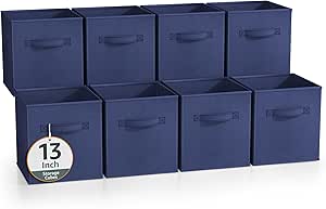 Sorbus 13 Inch Storage Bins - Sturdy Collapsible Fabric Storage Cubes with Handle - 8 Foldable Baskets for Organizing Clothes, Toys, Books - Storage Baskets for Shelves, Closets