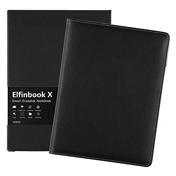 [2018 Upgraded] Newest Version Business Elfinbook Smart Notebook 3.0, Cloud Storage, Evernote Storage, Mind Map, Reusable Notebook, Pilot FriXion Pen,110 Pages A5, 5.8 x 8.6-inch,Royal Black
