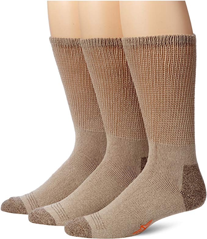 Dockers Men's 3 Pack Cushion Comfort Non Binding Basic Cotton Crew Socks