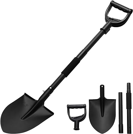 Shovels for Digging, 41" Spade Garden Shovel with D Grip Handle, Heavy Duty Portable Metal Off Road Shovel Truck Shovel for Trenching, Planting, Camping