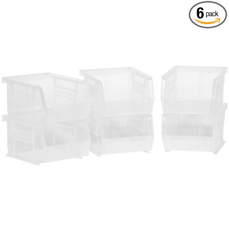 Akro-Mils 08212Sclar 30210 Plastic Storage Stacking AkroBins for Craft and Hardware (6 Pack), Clear