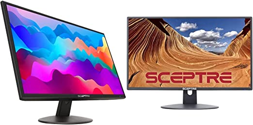 Sceptre E249W-19203R 24-inch FHD LED Gaming Monitor 2X HDMI VGA 75Hz Build-in Speakers, Machine Black & 24" Professional Thin 75Hz 1080p LED Monitor 2X HDMI VGA Build-in Speakers, Machine Black