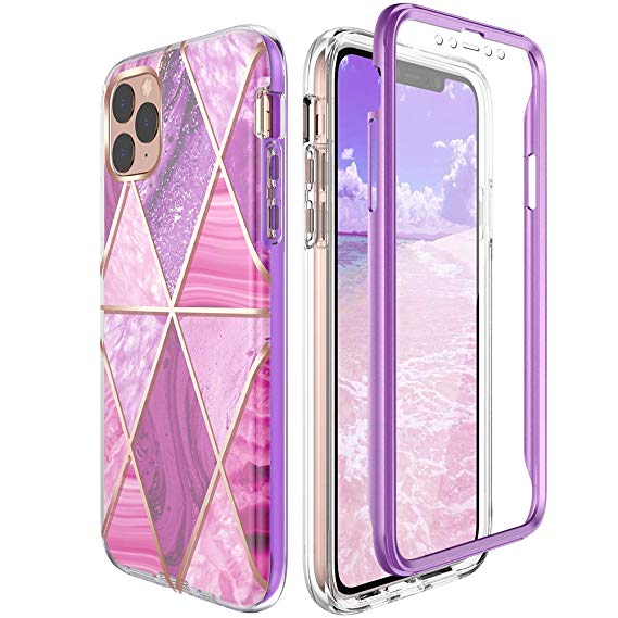 Miracase Compatible with iPhone 11 Pro Max Case(2019 Release, 6.5 Inch) with Built-in Screen Protector, Full Body Protective Shock-Absorption Bumper Cover Case for Apple iPhone 11 Pro Max,Purple