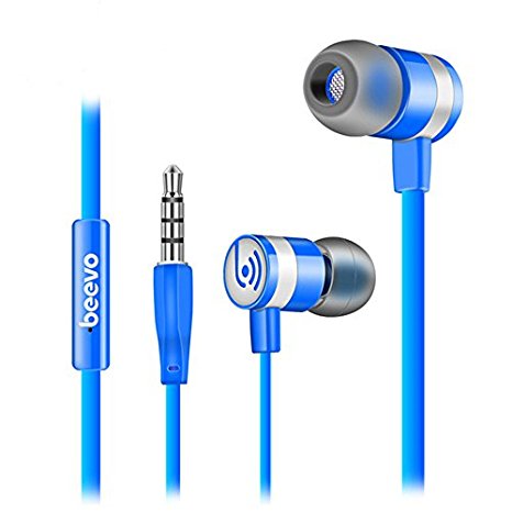 BearBizz EM330 3.5mm Heavy Bass Hifi In-ear Music Headphones Earphones, hands-free with mic for iPhone Android PC Laptop (Blue)