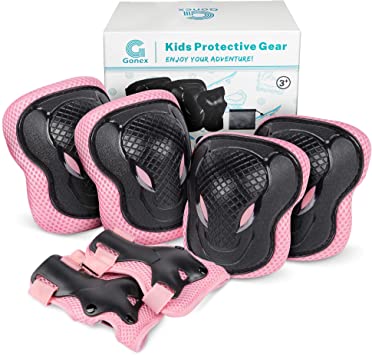 Gonex Kids Knee and Elbow Pads with Wrist Guards, Skateboard Pads for Youth 6 in 1 Protective Gear Set for Skating Cycling Bike Scooter