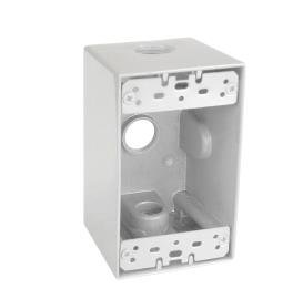 Sealproof Deep 1-Gang 3 Hole 1/2-Inch Weatherproof Rectangular Exterior Electrical Outlet Box with 3 Outlet Holes, Three 1/2" Holes, Single Gang Deep, UL Listed