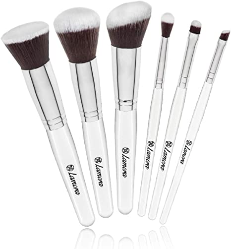 Essential Kabuki Makeup Eye Brush Set - Professional Travel Kit With 6 Eyeshadow Foundation Powder Blush Makeup Brushes - Synthetic Bristles of Premium Quality for Airbrushed Flawless Finish