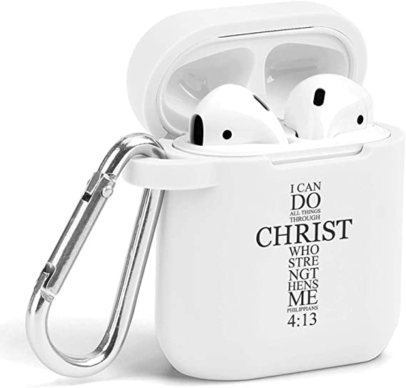 Case for Air Pods - Cute Flexible Protector Silicone Holder Cover with Keychain Accessories Compatible with Airpods 1 2 Chrstian Bible