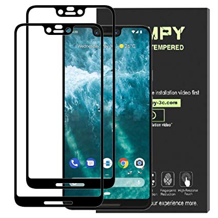 [2-Pack] JUMPY for Google Pixel 3 PureView Screen Protector, 9H Hardness Premium Tempered Glass with Lifetime Replacement Warranty.