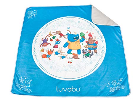 Luvabu Splat Mat for Under Highchair - Washable Waterproof Floor Protector Antislip - Portable Play Covering for Arts and Crafts and Table Cover for Feeding Baby - Food Party Edition, 51"