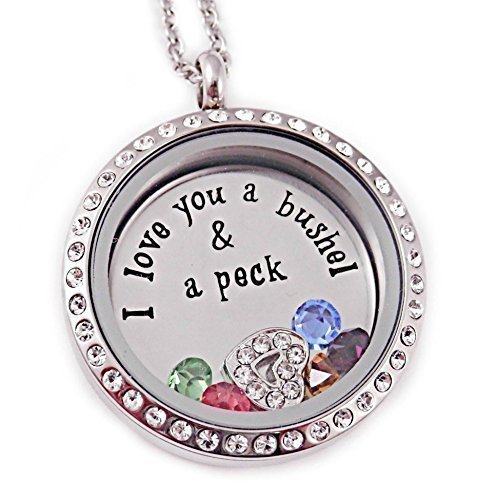 Bushel And A Peck Floating Charm Locket - Hand Stamped Personalized Jewelry