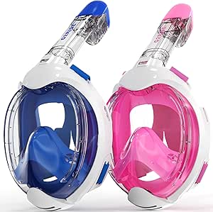 G2RISE Snorkel Set Kids Full Face Snorkeling Mask, Masque de plongée Enfant, 180 Degree Panoramic View, Anti-Fog &Anti-Leak