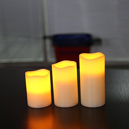 3 Set real Ivy wax Flickering Flameless LED Candles 3 different lengths 4 5 6 inch Weddings Birthdays Christmas celebratory occasions. 8 hour timer