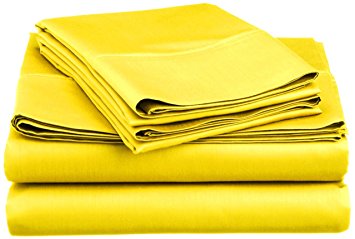 Spirit Linen Hotel 5Th Ave Super Bright Collection Microfiber Sheet Set, Full, Yellow
