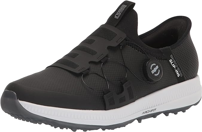 Skechers Men's Go Elite 5 Slip in Twist Fit Waterproof Golf Shoe Sneaker, Black/White Spikeless, 13 Wide