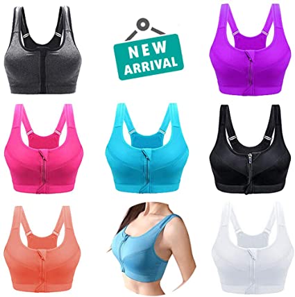 N/ A 2 pcs FitMe Wireless Sports Bra, Women's Sport Yoga Tops Bra Running Wire Free Front Zipper Fitness Sports Shirts