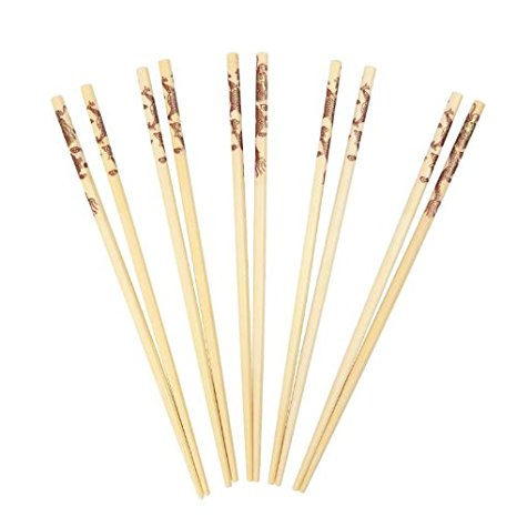 Swift Bamboo Chopsticks with Dragon Print, Pack of 10 Pairs