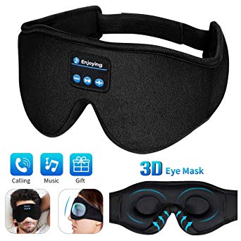 Bluetooth Eye Mask,3D Sleep Headphones 5.0 Bluetooth Wireless Headset Music Sleeping Adjustable Mask Built-in Speakers for Travel,Office,Side Sleepers and Meditation