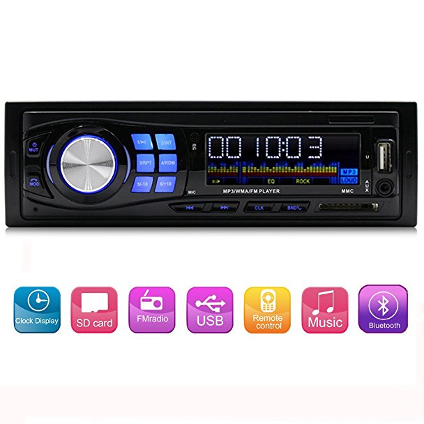 Single Din Car Audio FM radio stereo receiver Bluetooth MP3 Player supprot USB/SD/AUX/FLAC with Wireless Remote Control