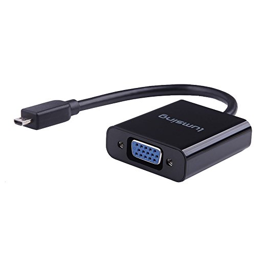 Micro HDMI to VGA Converter with Power and Audio Port Lumsing made for Micro HDMI D enabled Ultrabooks, tablets, smartphones, cameras and camcorders to connect to VGA displays (Black)