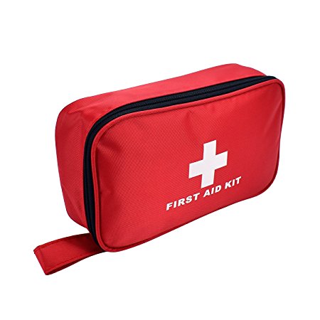 OutFans Red First Aid Kit/ First Aid Medical Kit Bag,Lightweight and Portable,with Full Basic First Aid Items,Perfect for Home/Office/Car /Outdoor Sports( Include One First Aid Guide Booklet)