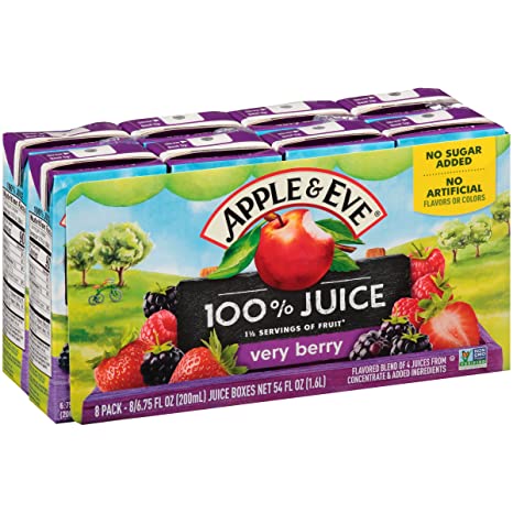 Apple & Eve 100% Juice, Very Berry, 6.75 Fluid-oz., Pack of 8