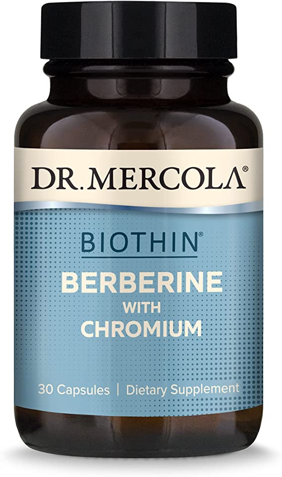 Dr. Mercola Biothin Berberine with Chromium Dietary Supplement, 30 Servings (30 Capsules), Non GMO, Gluten Free, Soy Free