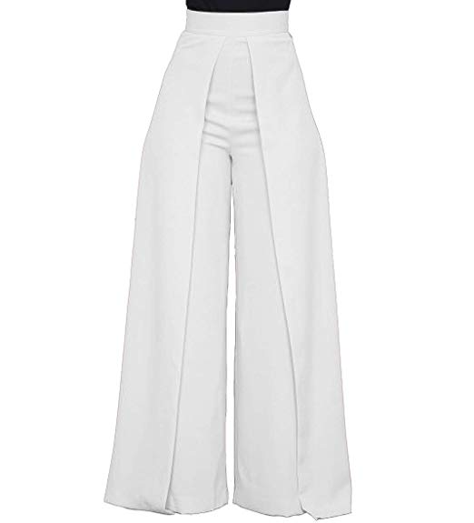 Women's High Waisted Palazzo Pants - Elegant Wide Leg Flare Pants Head Turner