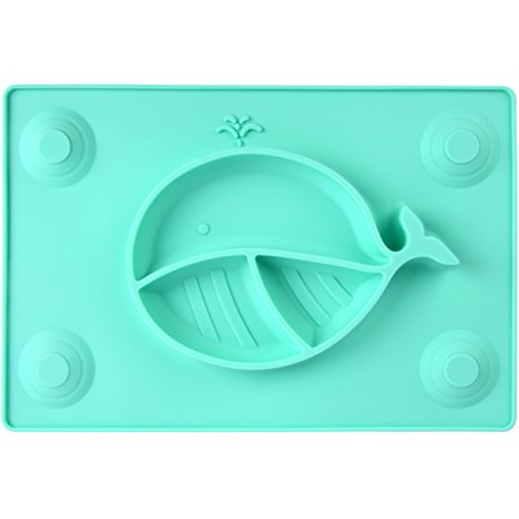 Silicone Placemat With Suction Plate by KiddyByte - 3 Section Food Bowl for Kids, Babies, Toddler and Infant