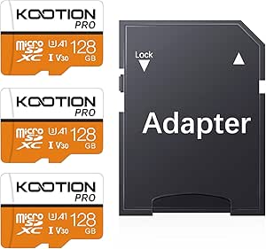 KOOTION 128GB Micro SD Card 3 Pack, UHS-I MicroSDXC Card for 4K Video Recording, U3, A1, V30, C10 TF Flash Memory Card with Adapter