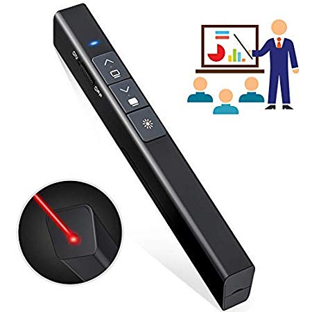 Yantop Wireless Presenter, 2.4GHz PowerPoint PPT Clicker, 98-ft Wireless Range Presenter Presentation Remote Control, Presentation Pointer Red（power＜1mW）with Anti-Lost Magnetic Mini USB Receiver