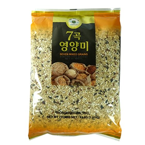 ROM AMERICA 7 Seven Mixed Grains Brown Rice Sweet Rice Whole Barley 4 Pound - 7곡 영양미 잡곡