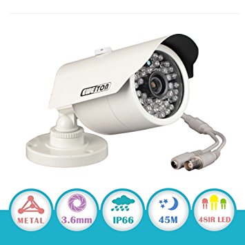 EWETON 1/3" CMOS 1200TVL CCTV Home Surveillance Weatherproof 48 Led 3.6mm Lens Wide Angle Bullet Security Camera with IR Cut-130ft IR Night Vision Distance, Aluminum Alloy Housing Silver