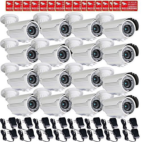 VideoSecu 16 Pack Built-in 1/3'' SONY Effio CCD Security Cameras 700TVL Home CCTV Video IR Zoom Bullet Outdoor Day Night 4-9mm Zoom Focus Lens 42 Infrared Leds for DVR with Power Supplies IRE96W WTM