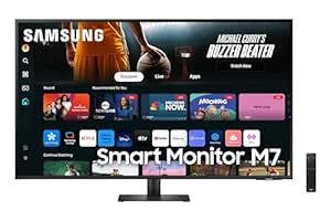 Samsung 43-Inch(108cm) M7 UHD 4K Smart Monitor, Mouse &Keyboard Control, OTT Apps, IoT, Office 365, Workout Tracker, Multiple Ports, Adaptive Sound, Speaker, Remote, Bluetooth (LS43DM700UWXXL, Black)