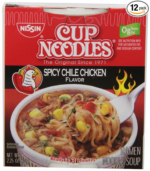 Nissin Cup  Noodles Spicy Chile Chicken, 2.25-Ounces (Pack of 12)