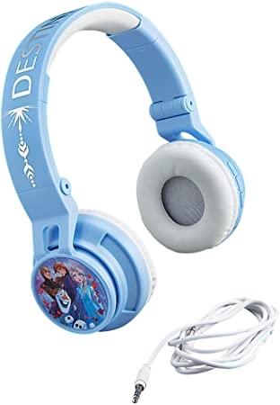 Frozen 2 Wireless Bluetooth Portable Kids Headphones with Microphone, Volume Reduced to Protect Hearing Rechargeable Battery, Adjustable Kids Headband for School Frustration Free Packaging