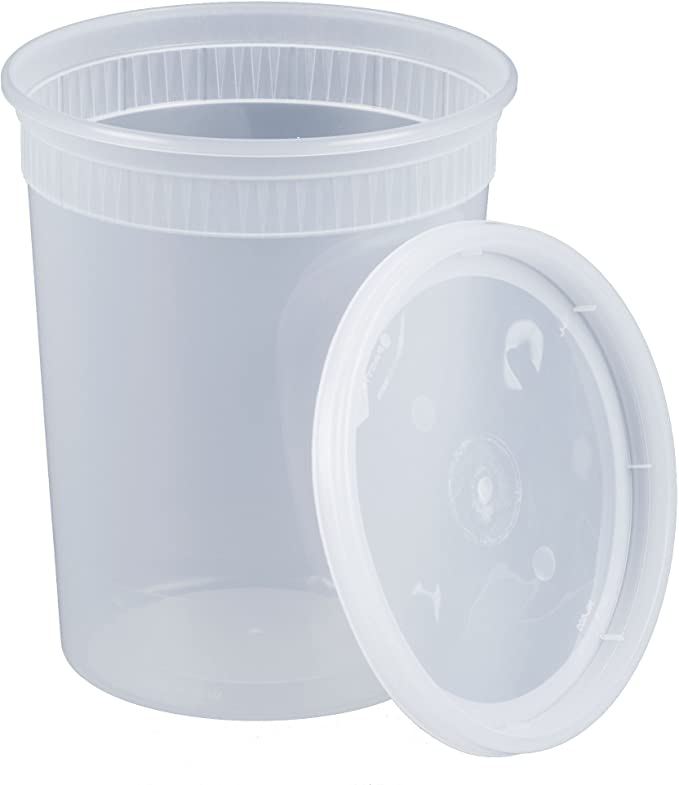 Pactiv [24 Sets-32 oz.] Plastic Deli Food Storage Containers with Airtight Lids