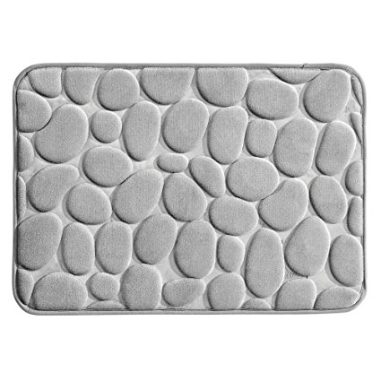 InterDesign Pebble Memory Foam Bathroom Mat – Small, 24" x 17", Gray