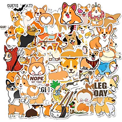 Welsh Corgi Pembroke Stickers for Water Bottles 50 Pack Cute,Waterproof,Aesthetic,Trendy Stickers for Teens,Girls Perfect for Waterbottle,Laptop,Phone,Travel Extra Durable Vinyl