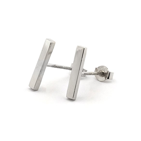 14k Yellow, White or Rose Gold Thick Bar Stud Earrings